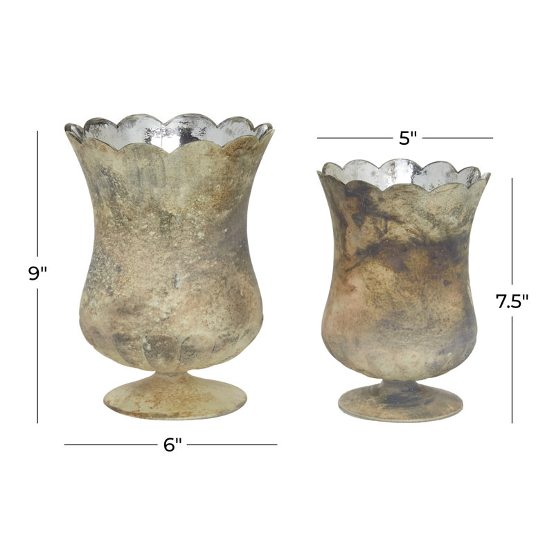 2 Piece Glass Tabletop Voltive Holder Set