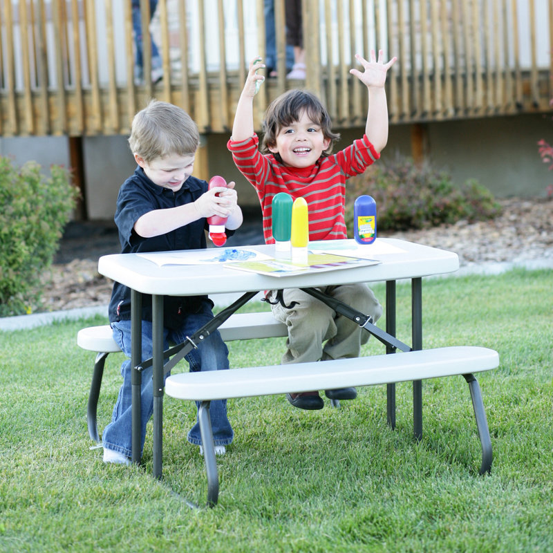Table de pique-nique en plastique et résine pour enfants, Amande