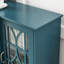Meuble télé 63 po en bleu sarcelle, 4 portes avec 6 tablettes réglables, belle esthétique, armoire de gestion des câbles et forme gracieuse, appareil
