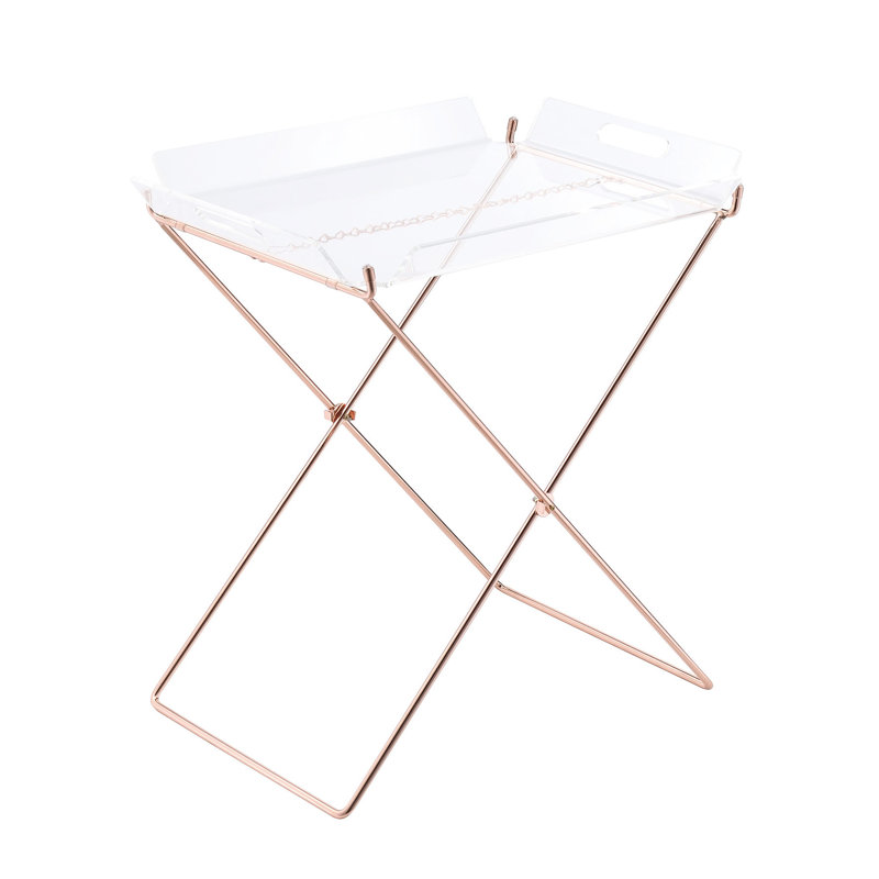 Clear Acrylic And Tray Table With Portable Feature Fashionable Cross Sled Base