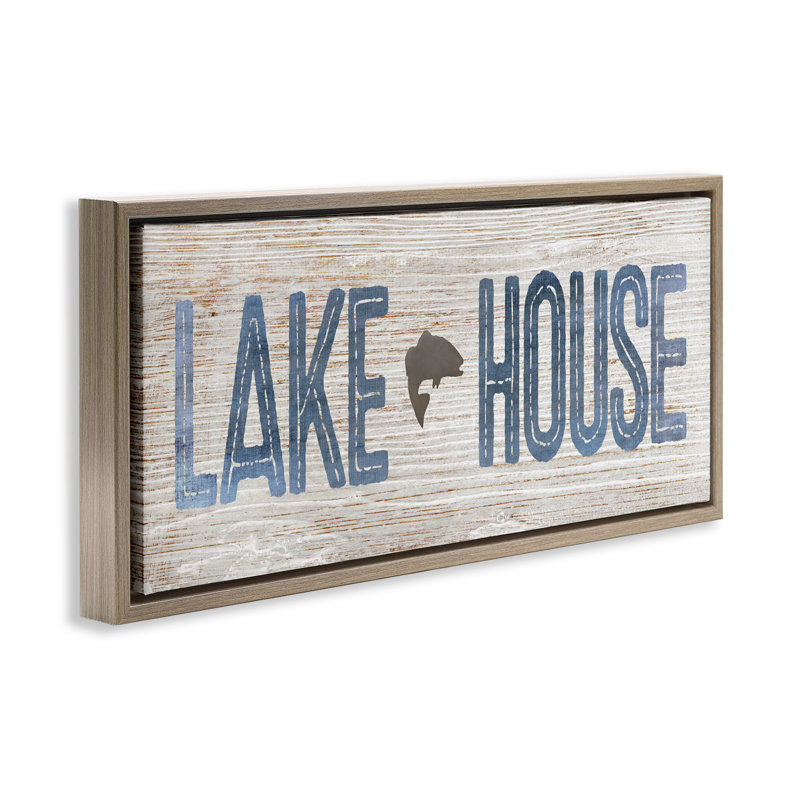 Lake House avec motif de poisson, H 14 po x l 31 po, Cadre flottant orme Montalcino