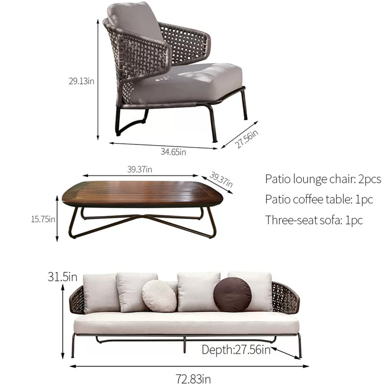 Ensemble de canapé de patio pour l'extérieur