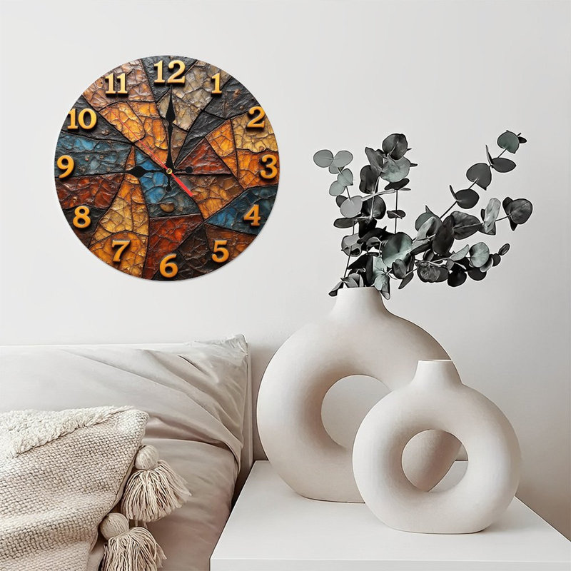 Horloge murale mosaïque couleurs d'automne