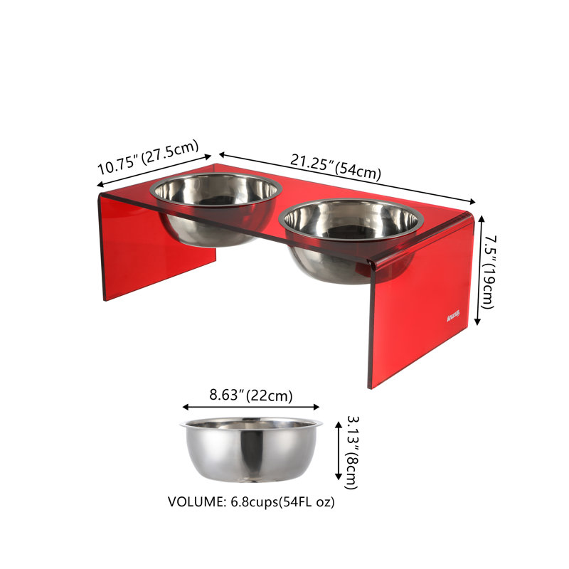Mangeoire pour animaux Keaton, Moyen (6,76 tasses / 54 oz liquides), Rouge / chrome