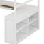 Lit mezzanine en bois avec bureau en U, compartiments de rangement et miroir à trois volets-640736085
