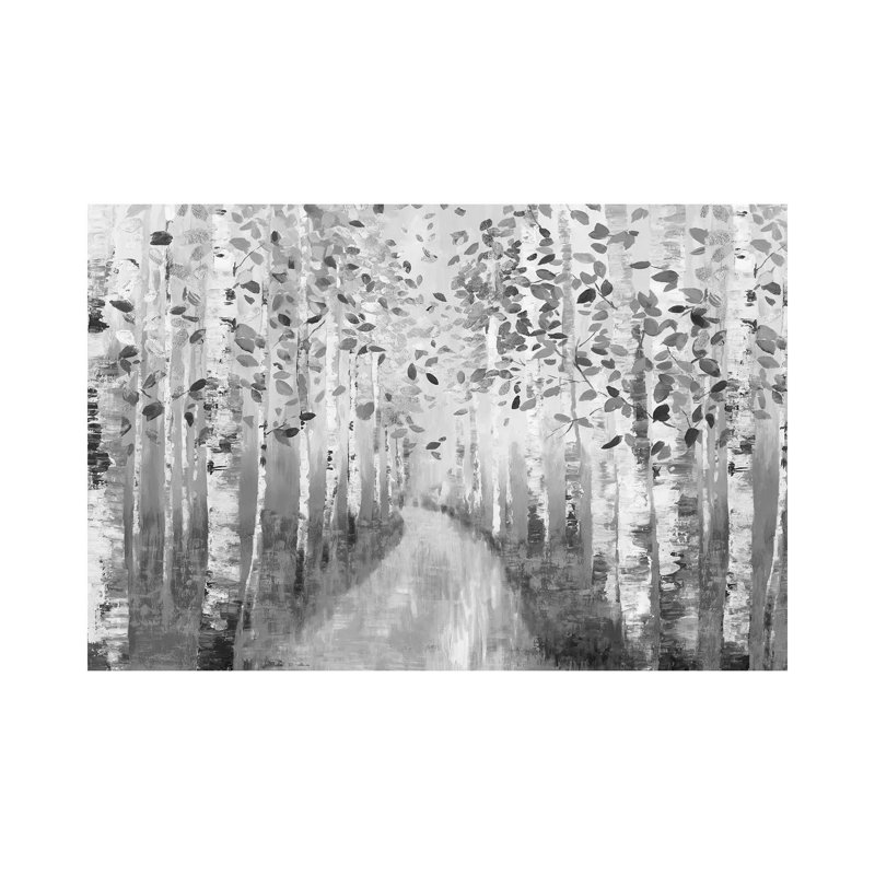 New Path I - noir et blanc 6 pièces, H 12 po x l 18 po, Toile tendue