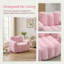 Canapé à une place Lotus. Fauteuil à billes en fausse fourrure avec tirettes. Aucun assemblage requis, rose.-2024943239