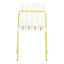 Ensemble de 4 chaises modernes à rayures colorées avec assise en PP imperméable et structure métallique robuste pour balcon, salle à manger intérieure/extérieure, blanc crème et jaune grainé, pour terrasse.