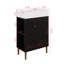 Meuble-lavabo de salle de bain 21,6 po avec lavabo vasque rectangulaire en céramique, armoire de rangement gauche avec portes à fermeture en douceur-527593341