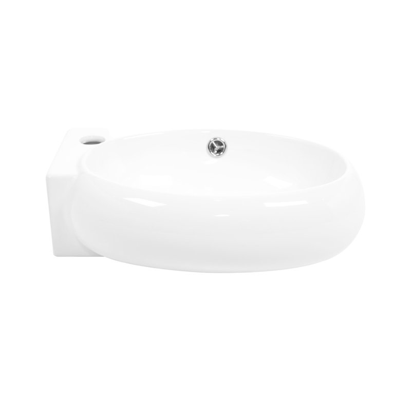 Lavabo de salle de bain mural en céramique blanche 16 x 11 pouces, rectangulaire, faible absorption d'eau, teinture, surface lisse acide, guide des matériaux de montage