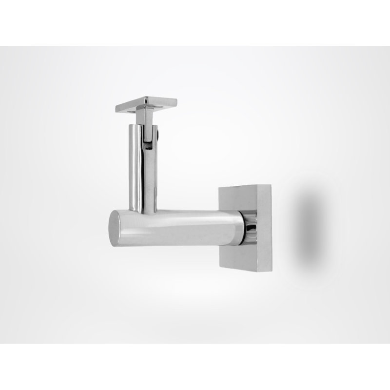 Concrete Mount Handrail Bracket with Square Rose and Flat Plate, Satin Stainless Steel