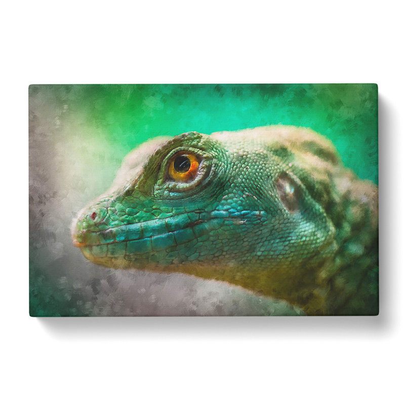 Green Lizard Painting - Wrapped Canvas, 50cm H x 76cm W x 3cm D