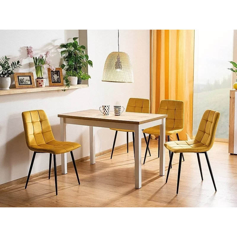 Ashlly Dining Table, Oak Golden Craft, White, H75 x L100 x W60cm