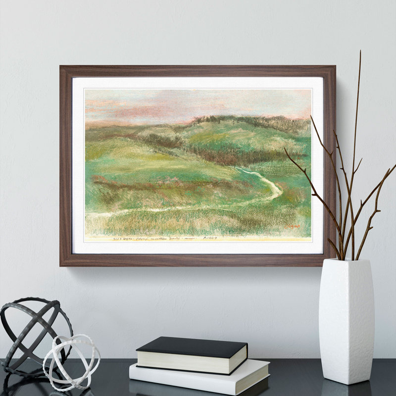 Landscape by Edgar Degas - Picture Frame Painting, Walnut Framed, 27cm H x 36cm W x 2cm D