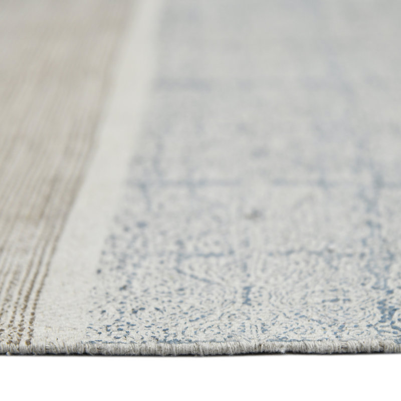 Handmade Blue Geometric Cotton Rectangular Area Rug 2' x 3'