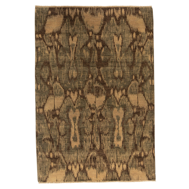 Tapis rectangulaire en laine noué à la main