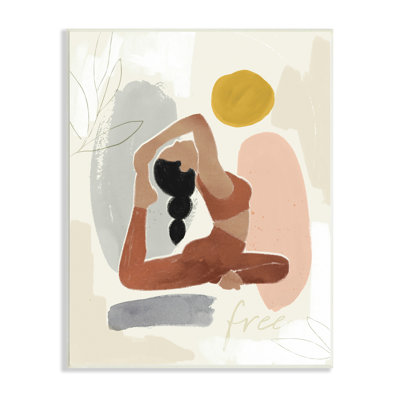 " Free Text Modern Botanical Pattern Yoga Exercise " by Victoria Barnes