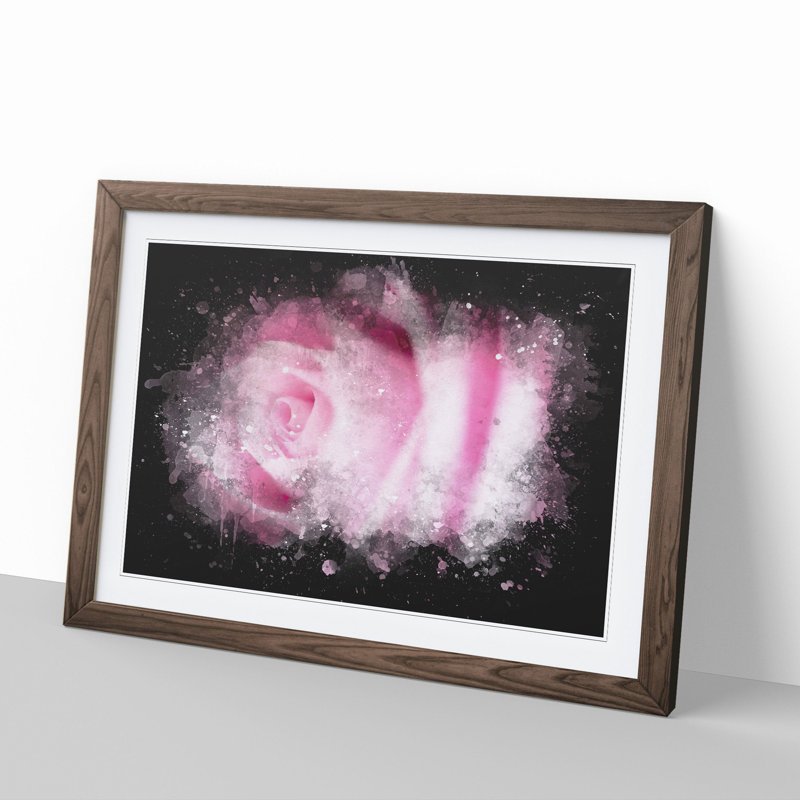 Pink Rose Flower Vol.1 - Picture Frame Graphic Art, Walnut Framed, 48cm H x 65cm W x 2cm D