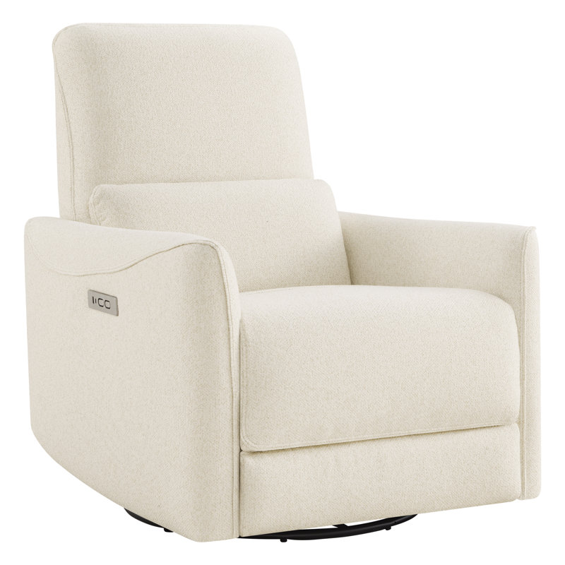 Swivel Power Recliner(Set Of 2), Beige Polyester