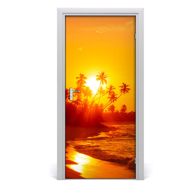 Tropical Beach Door Decal, 205cm H x 95cm W