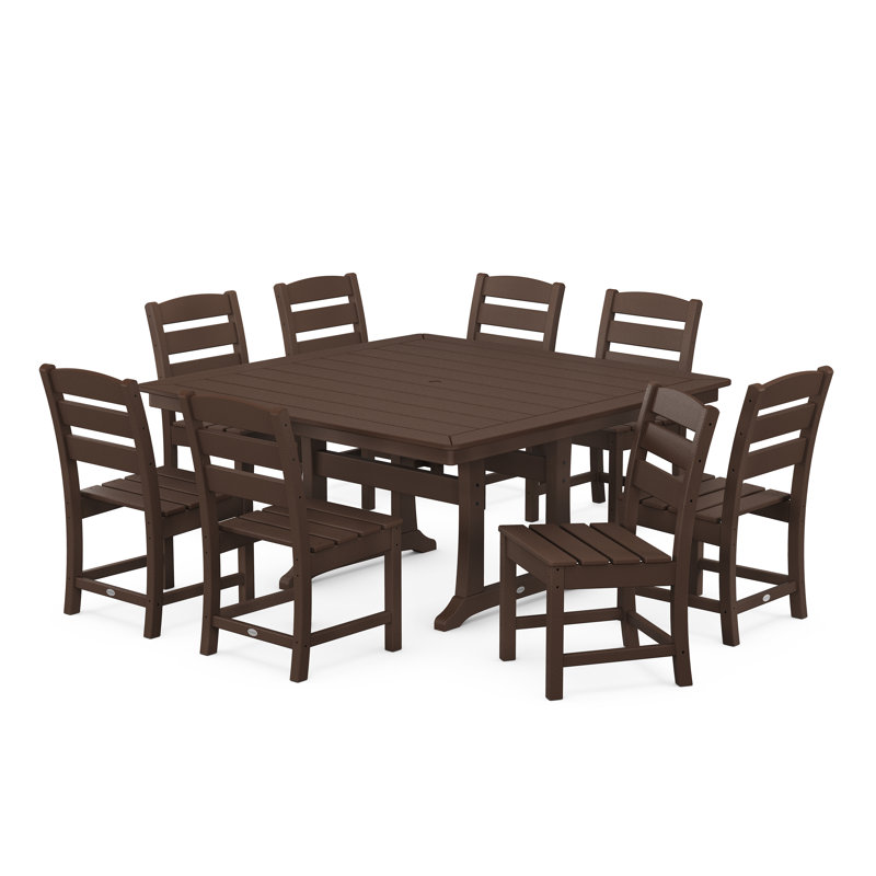 Lakeside 9-Piece Nautical Trestle Dining Set, Mahogany