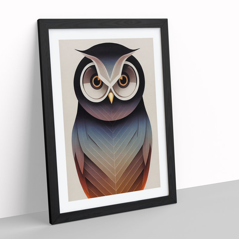 Beauteous Owl Abstract - Single Picture Frame Print, 34cm H x 25cm W x 2cm D, Black Framed