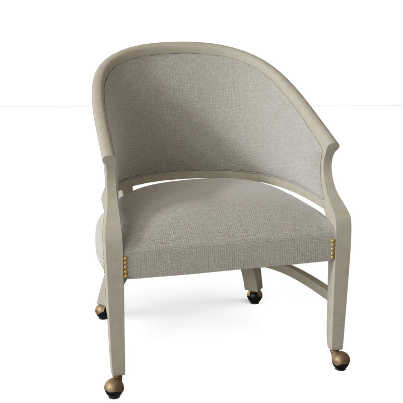 Fauteuil demi-tonneau pivotant de 26 po Danbury, Étain, Albâtre 3157, Noyer