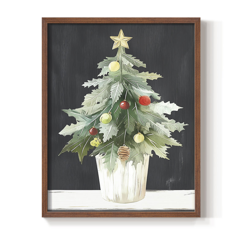 «Christmas Holiday Art DCCCLxxxix», reproduction d'art encadrée - bois massif, H 30 po x l 24 po, Noyer