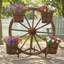 Boîte à fleurs en bois avec roue en forme de roue de chariot 