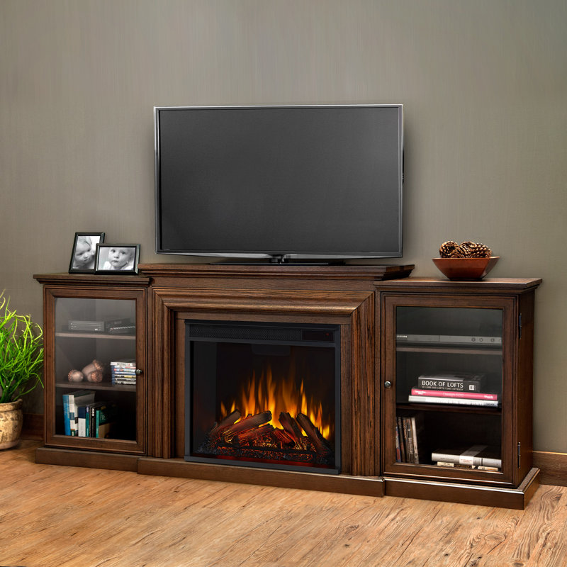 Frederick 72'' TV Stand with Fireplace, Chestnut Oak