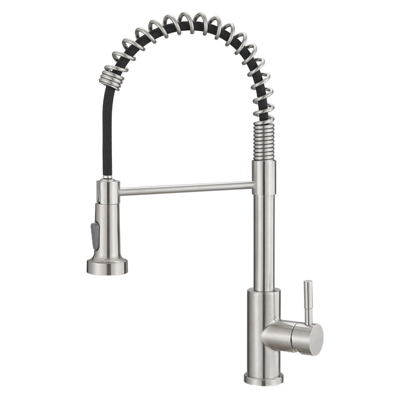 Robinet de cuisine avec douchette extractible en acier inoxydable, Nickel brossé