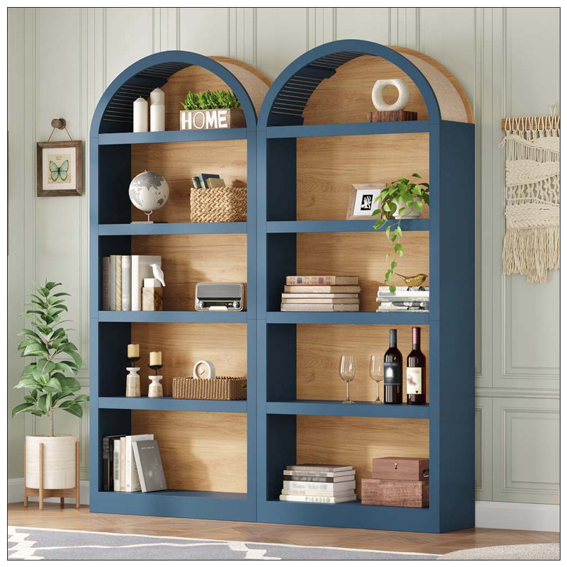 Ensemble de 2 grandes bibliothèques autoportantes, Bleu