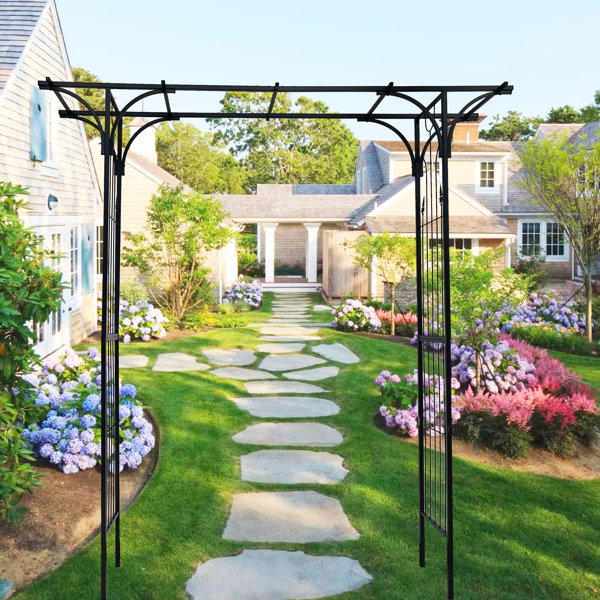 Kang Kai Metal Garden Arch With Black Powder Coated Climbing Plants ...