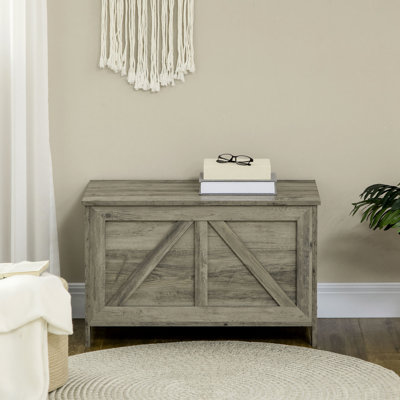 Boîte de rangement avec couvercle à charnière gris chic 30 "avec charnière - Chambre à coucher, vestibule, salon