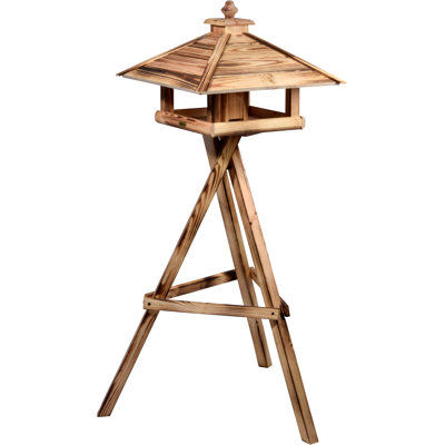 Wood Pole Decorative Bird Feeder