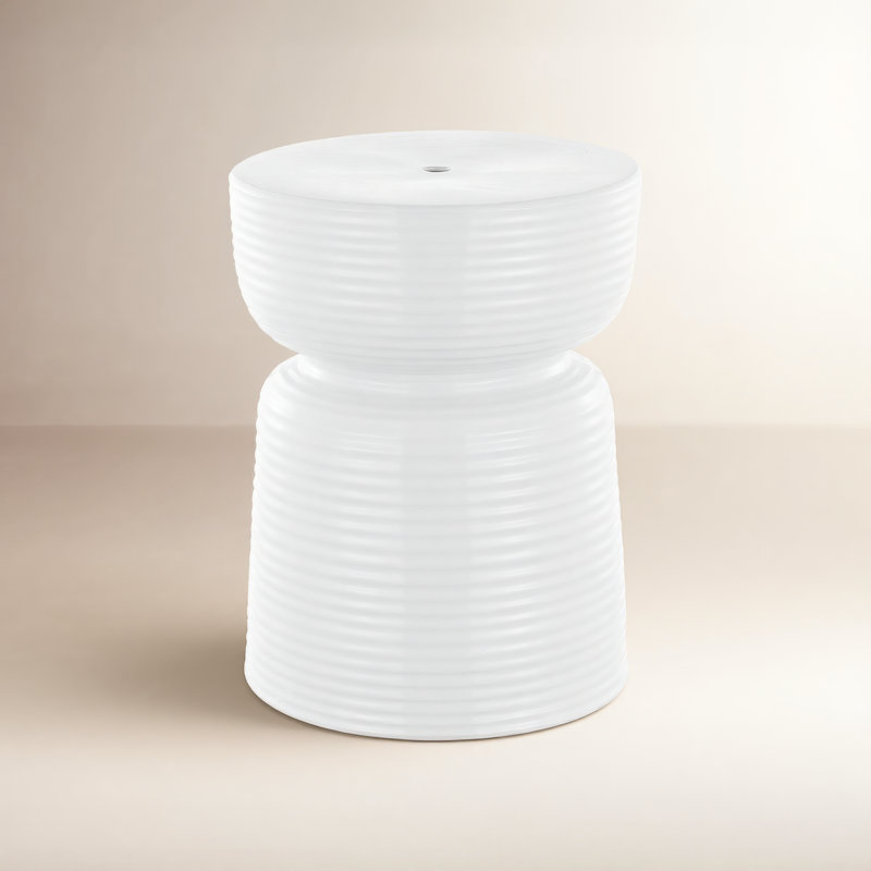 Biali Ceramic Accent Stool, White