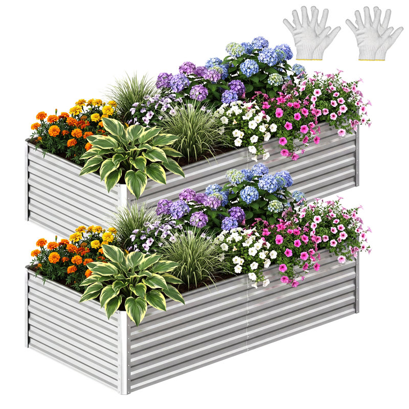 Metal Outdoor Raised Garden Bed, 24" H x 96" W x 48" D