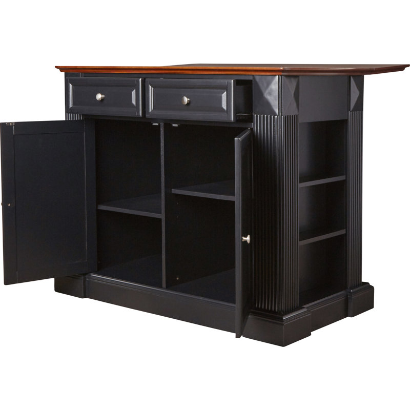 Îlot de cuisine en bois manufacturé Diamondback, Noir