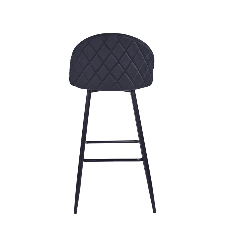 Upholstered Counter Stool with Metal Frame, Black