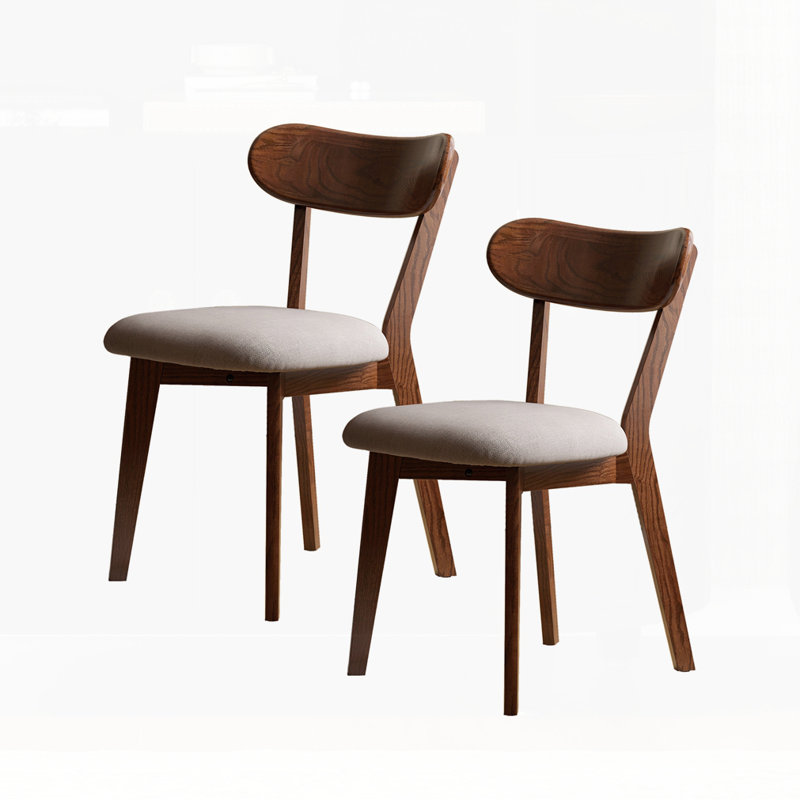 Ensemble de 2 chaises de salle à manger, Brun, Beige