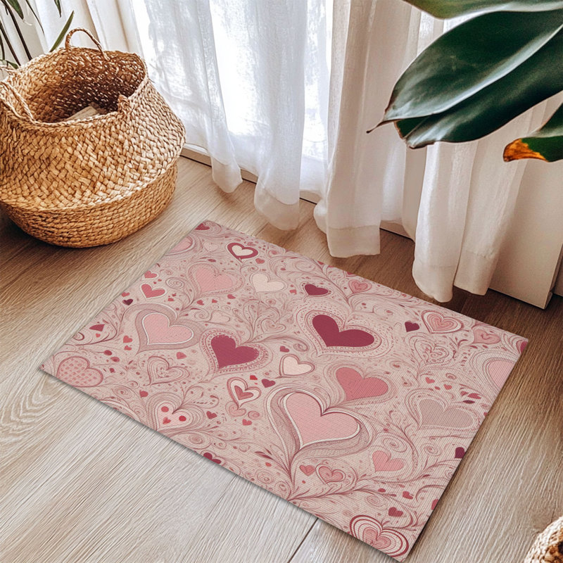 Tapis tressé Rosy Heart Whispers, Rectangulaire 3 pi x 5 pi