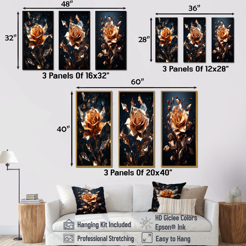 «Rose Flowers I», ensemble d'art mural sur toile rose, H 28 po x l 36 po, Cadre flottant noir