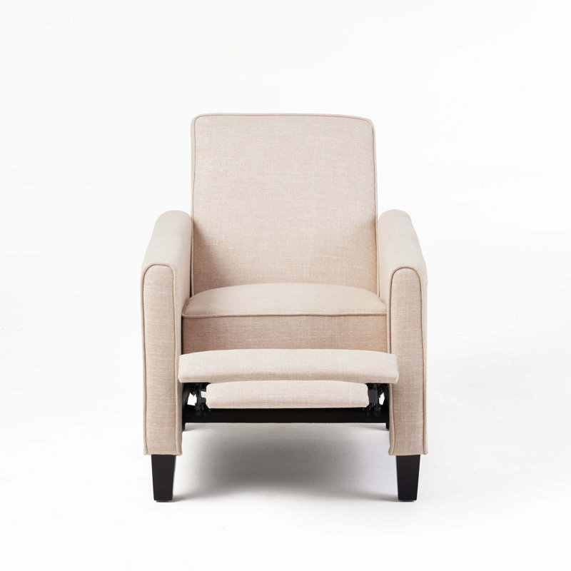 Push Back Manual Recliner Chair, Light Beige