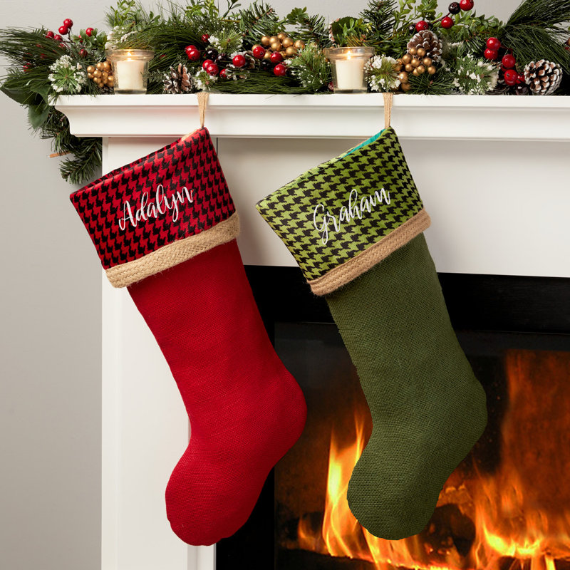 Herringbone Cuff Personalized Stocking, Yes