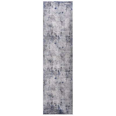 Stain Area Rug - Silver/blue/abstract For Bedroom, Study, Home Office Non-shedding, Living, Dining Room