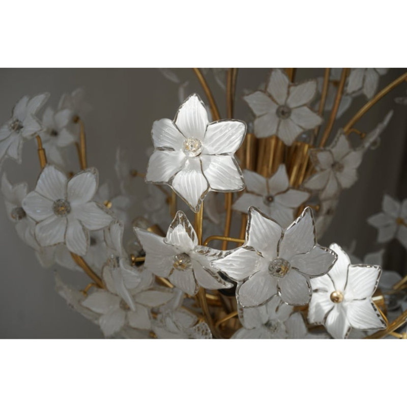 Murano Classic Traditional Flower Bouquet I? Glass Gilt Chandelier, Bronze, Clear, 17" Diameter x 17" Height