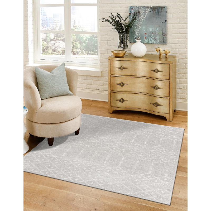 Tapis gris clair Karg, Carré 5 pi 3 po