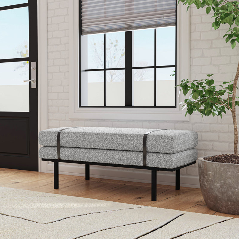 Arrison Upholstered Bench, Gray Boucle