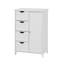 Armoire de rangement blanche pour salle de bain, armoire de plancher avec tablette réglable et tiroirs