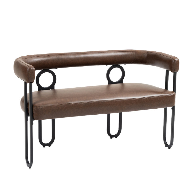 Loveseat 2 Seater Sofa Couch With Arms And Metal Legs, Dark Brown